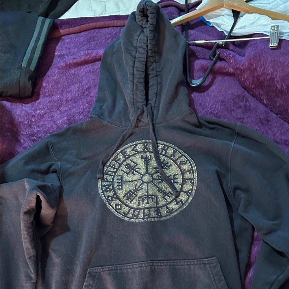 Gray Hoodie with Norse Design